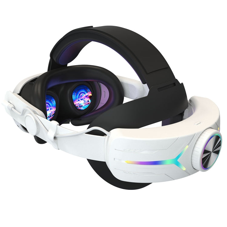 سماعة رأس قابلة للشحن عبر USB مع تأثير إضاءة RGB قابلة للتعديل وقابلة للطي لـ Meta Quest 3 (إيليت)، Meta Quest 3 (أبيض)، Meta Quest 3 (أسود)