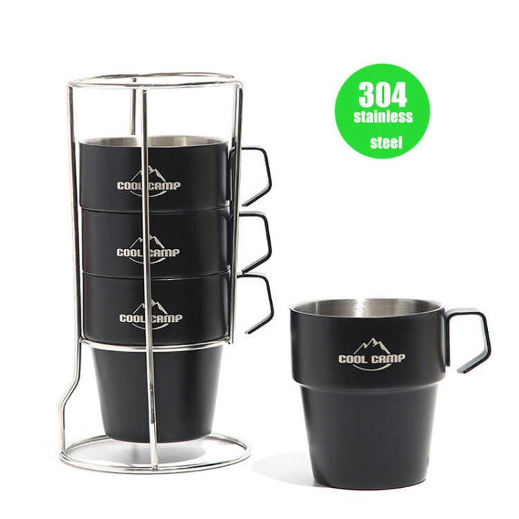 مجموعة أكواب قهوة معزولة حرارياً من الفولاذ المقاوم للصدأ 304 للتخييم الخارجي COOL CAMP CF-519، 4 في 1