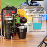 مجموعة أكواب قهوة معزولة حرارياً من الفولاذ المقاوم للصدأ 304 للتخييم الخارجي COOL CAMP CF-519، 4 في 1