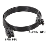 لكابل وحدة طاقة كابل مسطح 18AWG لكورساير، كابل وحدة بطاقة الرسومات 8 دبوس إلى 8 دبوس 6+2، 50 سم لكورساير، 60 سم لكورساير