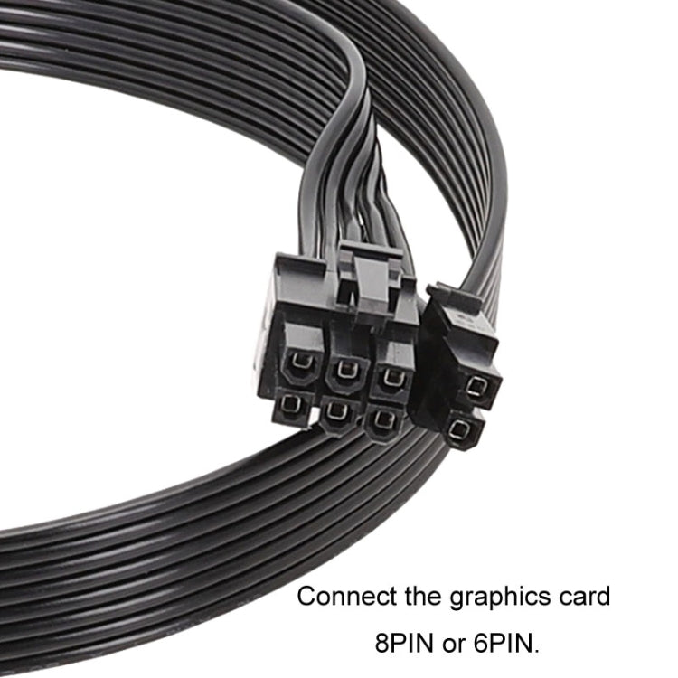 لكابل وحدة طاقة كابل مسطح 18AWG لكورساير، كابل وحدة بطاقة الرسومات 8 دبوس إلى 8 دبوس 6+2، 50 سم لكورساير، 60 سم لكورساير