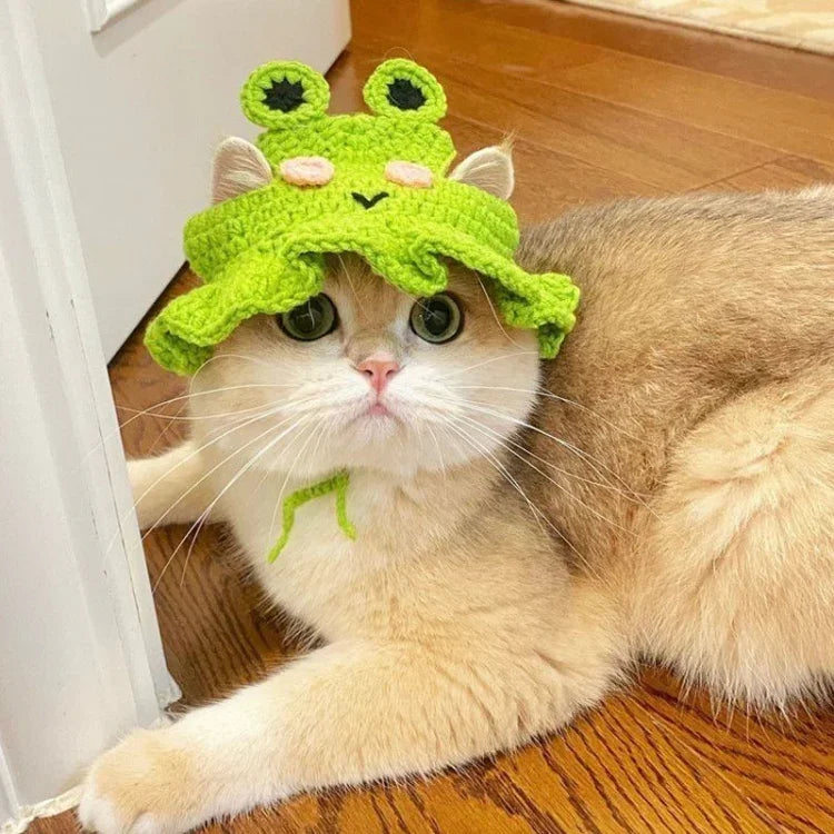 ペット用ヘッドギア小道具 猫と犬用ニット帽子ヘッドウェア、S、M