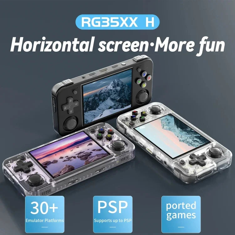 جهاز ألعاب محمول ANBERNIC RG35XX H بشاشة IPS بحجم 3.5 بوصة، نظام Linux، 64 جيجابايت، 64 جيجابايت + 128 جيجابايت