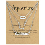 طقم قلادات 3 في 1 لعلامات الأبراج الـ12 مع رموز الأبجدية العتيقة والماس، العقرب الذهبي، القوس الذهبي، الجدي الذهبي، الثور الذهبي، الحوت الذهبي، الأسد الذهبي، الميزان الذهبي، السرطان الذهبي، الدلو الذهبي، العذراء الذهبي، الحمل الذهبي