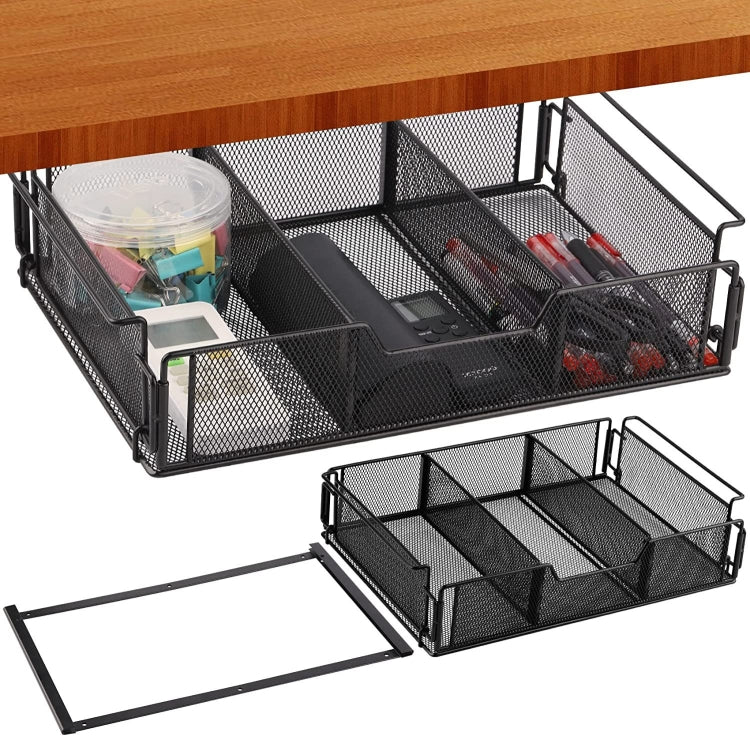 Under Desk Drawer Storage Organizer Desk Hidden Tray for Office Home, Hidden Tray