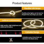 شريط إضاءة LED نيوني مرن من السيليكون USB 5 فولت 2 متر مع تحكم باللمس، USB تحكم باللمس (وردي)، USB تحكم باللمس (أبيض دافئ)، USB تحكم باللمس (أزرق)