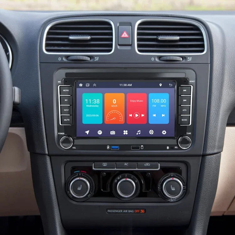 جهاز تشغيل فولكس فاجن/سكودا 1+32 جيجابايت بشاشة كبيرة، يدعم Carplay وأندرويد والملاحة وكاميرا الرجوع، جهاز متكامل، 1+32G
