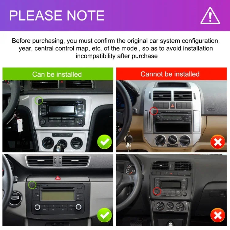 جهاز تشغيل فولكس فاجن/سكودا 1+32 جيجابايت بشاشة كبيرة، يدعم Carplay وأندرويد والملاحة وكاميرا الرجوع، جهاز متكامل، 1+32G