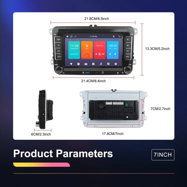 جهاز تشغيل فولكس فاجن/سكودا 1+32 جيجابايت بشاشة كبيرة، يدعم Carplay وأندرويد والملاحة وكاميرا الرجوع، جهاز متكامل، 1+32G