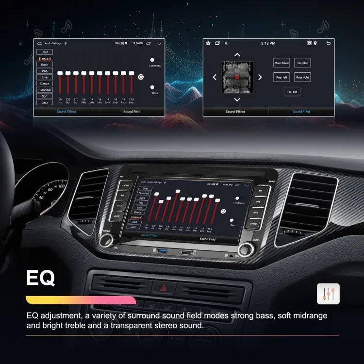 جهاز تشغيل فولكس فاجن/سكودا 1+32 جيجابايت بشاشة كبيرة، يدعم Carplay وأندرويد والملاحة وكاميرا الرجوع، جهاز متكامل، 1+32G
