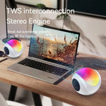 مكبر صوت بلوتوث صغير SY-688 TWS مع إضاءة RGB ملونة، SY-688 أبيض