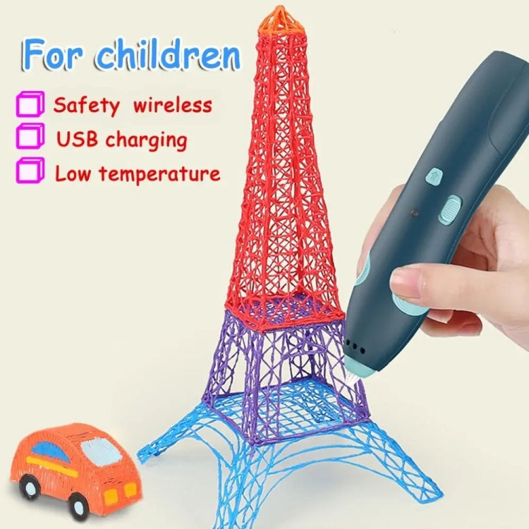 مجموعة قلم رسم جرافيتي لاسلكي منخفض الحرارة مع شحن USB للأطفال DIY قلم رسم ثلاثي الأبعاد