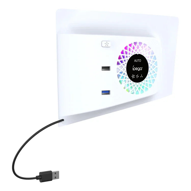 مروحة تبريد مع غطاء وجه لجهاز PS5 Slim ipega PG-P5S019 مع مركز USB وأضواء RGB، ipega PG-P5S019