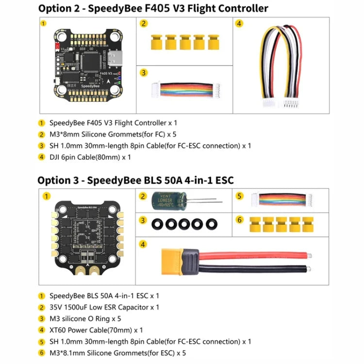 بارومتر لبطاريات ليثيوم بوليمر 3-6S لطائرة RC، وحدة تحكم سرعة SpeedyBee BLS 50A 4 في 1 ESC