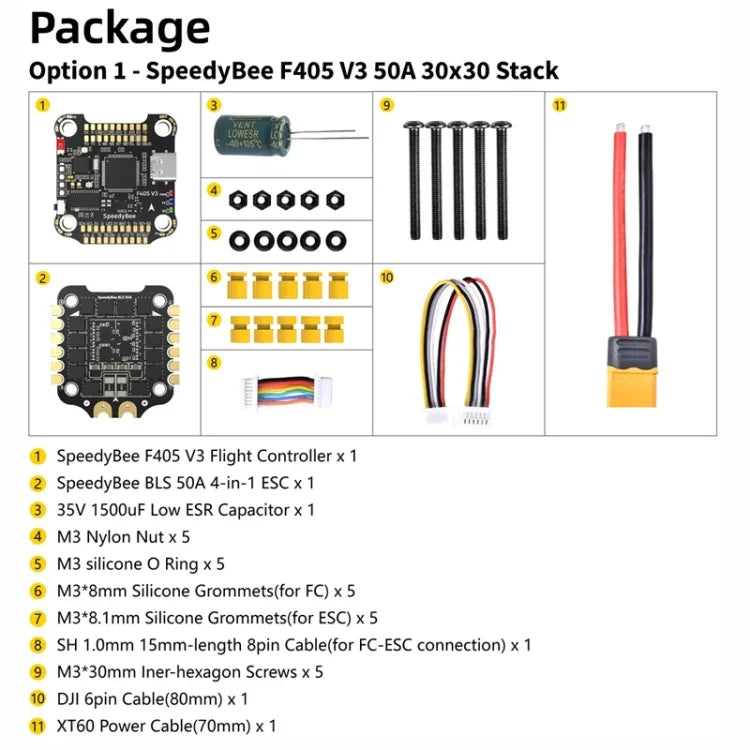 بارومتر لبطاريات ليثيوم بوليمر 3-6S لطائرة RC، وحدة تحكم سرعة SpeedyBee BLS 50A 4 في 1 ESC