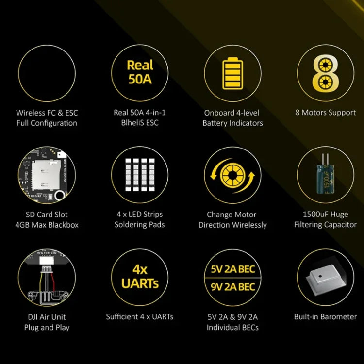 بارومتر لبطاريات ليثيوم بوليمر 3-6S لطائرة RC، وحدة تحكم سرعة SpeedyBee BLS 50A 4 في 1 ESC