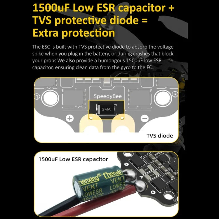 بارومتر لبطاريات ليثيوم بوليمر 3-6S لطائرة RC، وحدة تحكم سرعة SpeedyBee BLS 50A 4 في 1 ESC