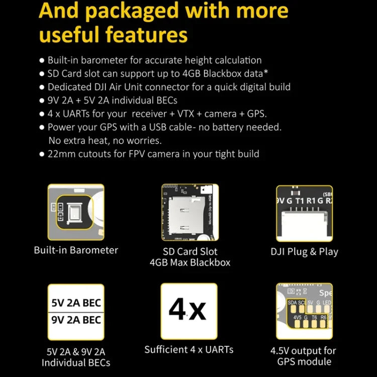 بارومتر لبطاريات ليثيوم بوليمر 3-6S لطائرة RC، وحدة تحكم سرعة SpeedyBee BLS 50A 4 في 1 ESC