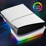 حامل أفقي مع أضواء RGB وأربعة مراكز USB لجهاز Sony PS5 Slim IPEGA PG-P5S021، أبيض