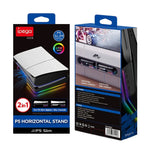 حامل أفقي مع أضواء RGB وأربعة مراكز USB لجهاز Sony PS5 Slim IPEGA PG-P5S021، أبيض