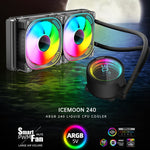 مبرد وحدة المعالجة المركزية بتبريد مائي مدمج مع عدسة رقمية ARGB من COOLMOON CM-YM-240T مع عرض درجة الحرارة، CM-YM-240T