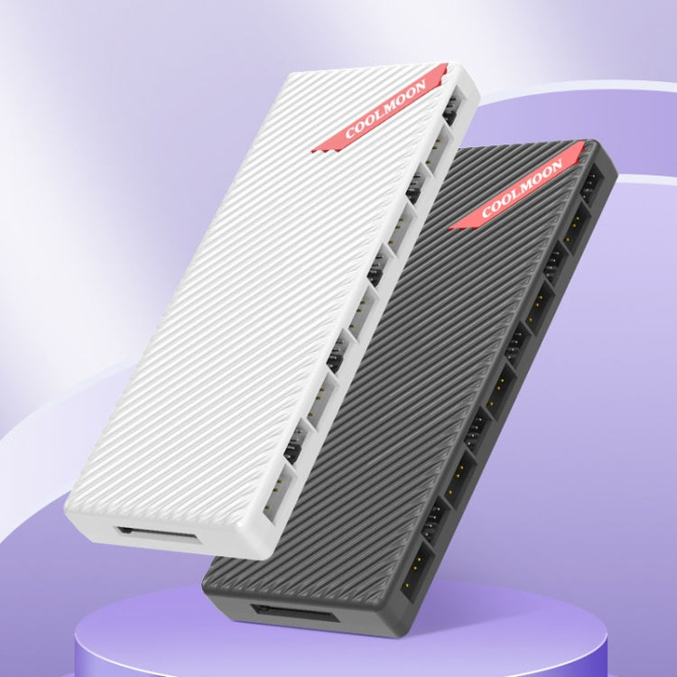 مروحة هيكل COOLMOON AM10 ARGB+PWM مع 10 منافذ مزدوجة للتحكم في درجة الحرارة، موزع 5V 3Pin HUB