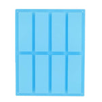 قالب صابون يدوي الصنع من السيليكون مستطيل 8 خلايا قالب علاج عطري DIY، أزرق فاتح، بنفسجي، وردي