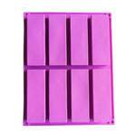 قالب صابون يدوي الصنع من السيليكون مستطيل 8 خلايا قالب علاج عطري DIY، أزرق فاتح، بنفسجي، وردي