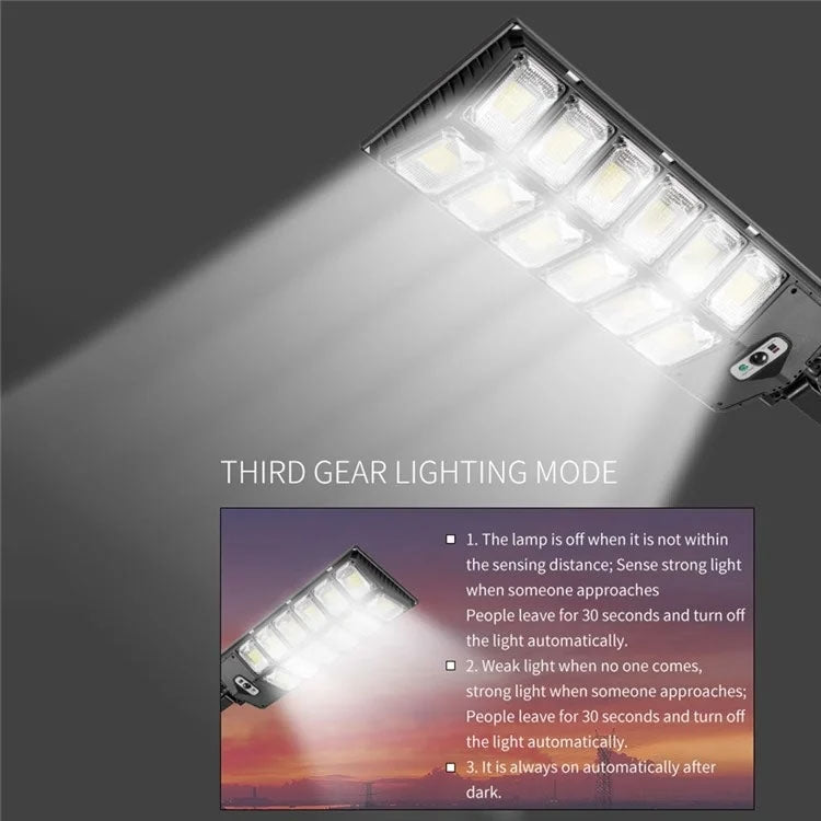 مصباح حديقة شمسي مزدوج الصف بقوة إضاءة LED قوية، مصابيح شارع استشعار، E-SMARTER W789A-6، E-SMARTER W789B-6