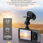 كاميرا بثلاث عدسات بشاشة IPS بحجم 3 إنش، كاميرا داش واي فاي بدقة 1080P للرؤية الليلية للسيارات، 32G، 64G