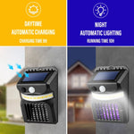 مصباح حائط شمسي LED E-SMARTER W792 مع ضوء بنفسجي لوظيفة مكافحة البعوض، حساس ذكي بشري، مصباح حديقة خارجي، ضوء أبيض، ضوء أبيض + أصفر