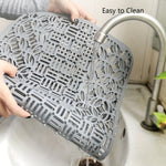 حصيرة حوض سيليكون قابلة للقص لحوض المطبخ، حصيرة خزانة، حصيرة لتصريف الأطباق 66 × 35 سم