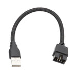 كابل محول USB-A ذكر إلى 9 دبوس مدمج في لوحة الأم مع بيانات RGB إلى منفذ خارجي U، USB-A ذكر إلى 9 دبوس