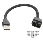 كابل محول USB-A ذكر إلى 9 دبوس مدمج في لوحة الأم مع بيانات RGB إلى منفذ خارجي U، USB-A ذكر إلى 9 دبوس