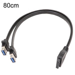 كابل لوحة USB3.0 للوحة الأم بموصل 19 دبوس أمامي إلى كابل بيانات مسطح بمنفذين أنثى A، 30 سم، 50 سم، 80 سم