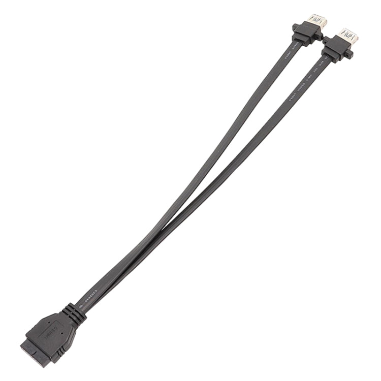 كابل لوحة USB3.0 للوحة الأم بموصل 19 دبوس أمامي إلى كابل بيانات مسطح بمنفذين أنثى A، 30 سم، 50 سم، 80 سم
