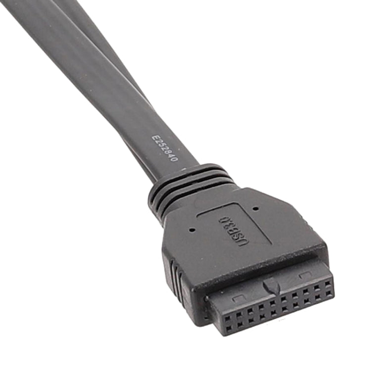 كابل لوحة USB3.0 للوحة الأم بموصل 19 دبوس أمامي إلى كابل بيانات مسطح بمنفذين أنثى A، 30 سم، 50 سم، 80 سم