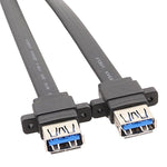 كابل لوحة USB3.0 للوحة الأم بموصل 19 دبوس أمامي إلى كابل بيانات مسطح بمنفذين أنثى A، 30 سم، 50 سم، 80 سم