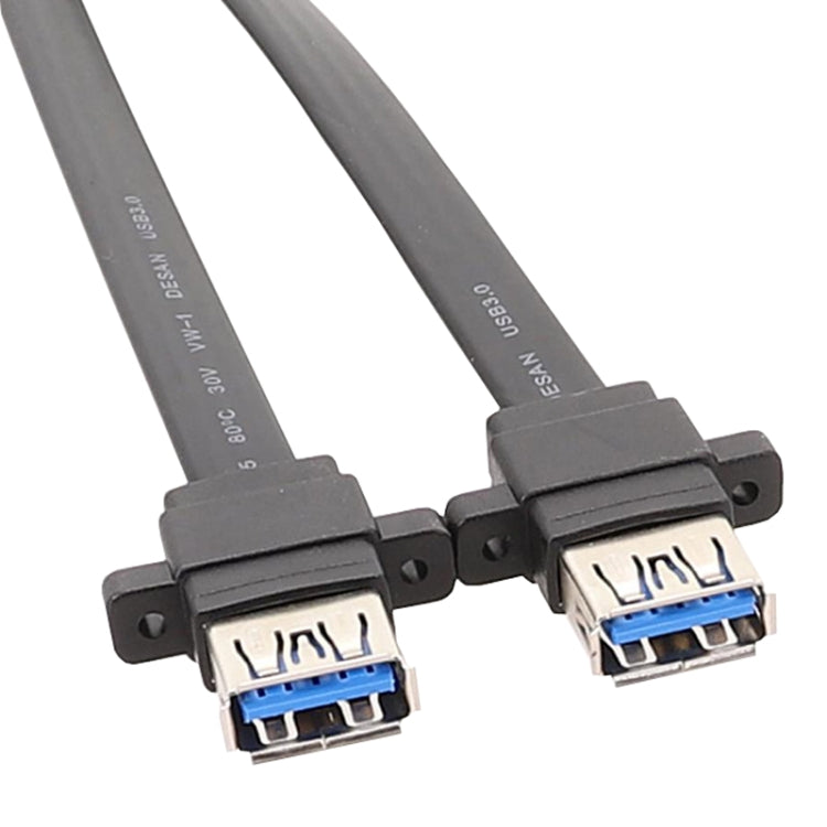 كابل لوحة USB3.0 للوحة الأم بموصل 19 دبوس أمامي إلى كابل بيانات مسطح بمنفذين أنثى A، 30 سم، 50 سم، 80 سم