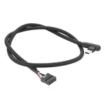 كابل بيانات USB 9 دبوس إلى Type-C بزاوية للوحة الأم، كابل شبكي مضفر، 60 سم زاوية
