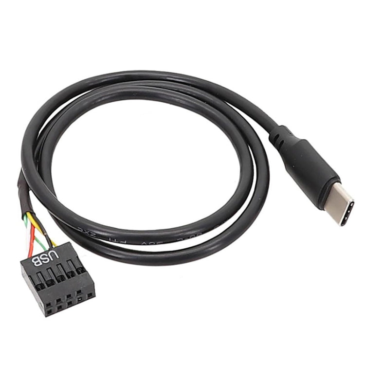 كابل بيانات USB 9 دبوس إلى Type-C مستقيم مزدوج الحماية للوحة الأم، 50 سم مستقيم