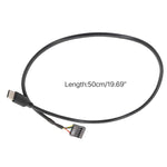 كابل بيانات USB 9 دبوس إلى Type-C مستقيم مزدوج الحماية للوحة الأم، 50 سم مستقيم
