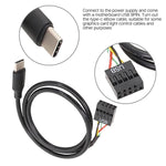 كابل بيانات USB 9 دبوس إلى Type-C مستقيم مزدوج الحماية للوحة الأم، 50 سم مستقيم