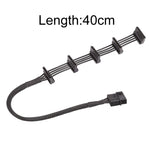 كابل قفص قرص صلب 4 دبوس كبير 18AWG مع غلاف شبكي 1 إلى 5 SATA، 40 سم 4 دبوس 1 إلى 5