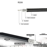 كابل محول BNC ذكر إلى UHF ذكر RG58، 0.5م، 1م، 2م، 3م، 5م، 8م، 10م