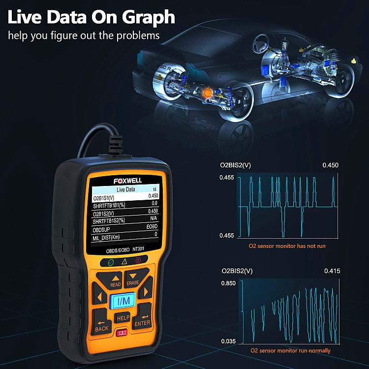 FOXWELL NT301 OBD2 Car Fault Diagnostic Instrument Live Data Code Reader Tool, FOXWELL NT301