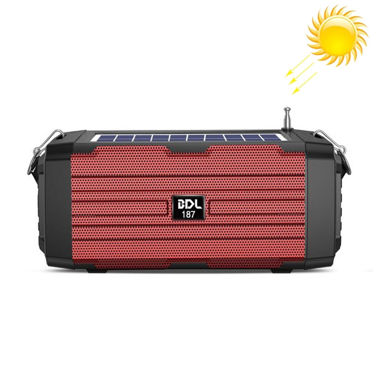 مكبر صوت بلوتوث لاسلكي شمسي LED BDL-187 محمول للتخييم في الهواء الطلق مع راديو FM