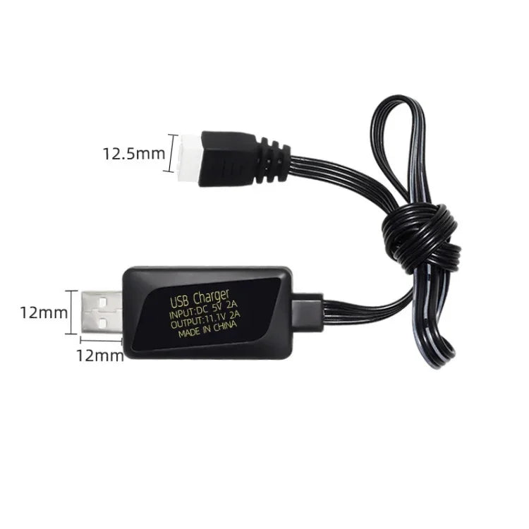 شاحن USB لبطارية ليثيوم 11.1 فولت 2 أمبير 3S مع ضوء، قابس 4 دبابيس