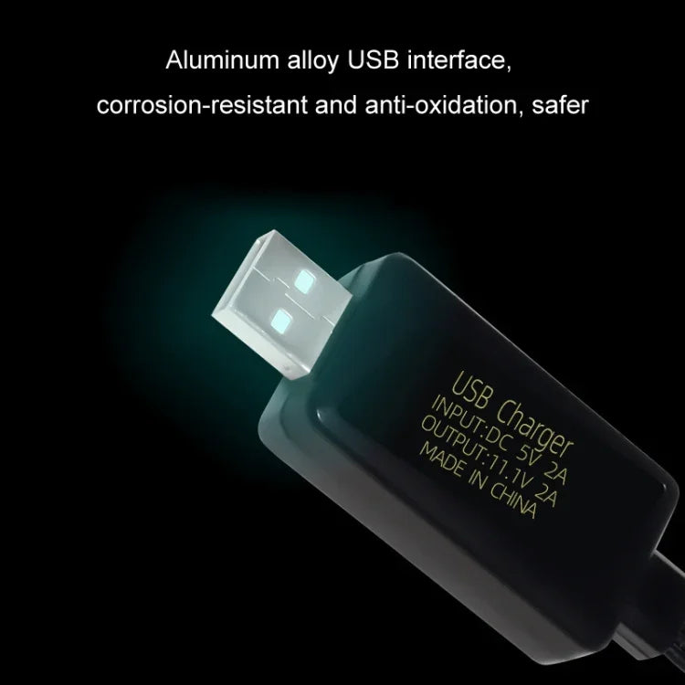 شاحن USB لبطارية ليثيوم 11.1 فولت 2 أمبير 3S مع ضوء، قابس 4 دبابيس