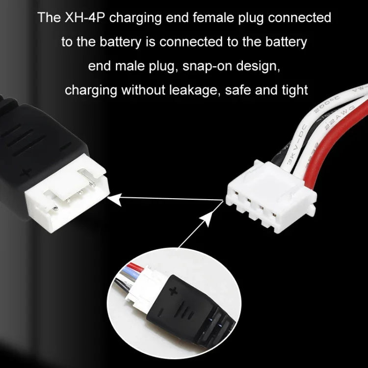 شاحن USB لبطارية ليثيوم 11.1 فولت 2 أمبير 3S مع ضوء، قابس 4 دبابيس